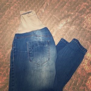 Medium wash maternity jeans